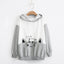 Black and White Cat hoodie - Grey / S