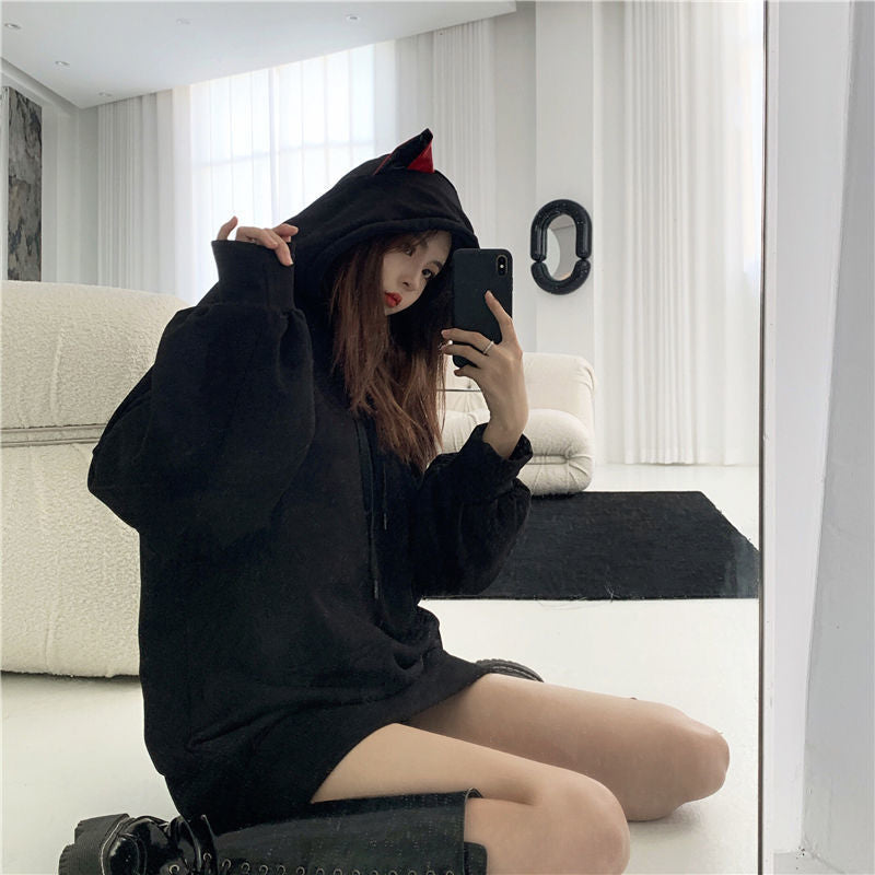 Black cat hoodie Dress