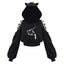 Black Cat hoodie with Ears - Sleepy / S