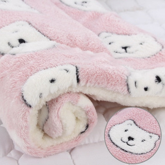 Blanket for Cats - Pink with Bear / XS 32x25cm - Cat blanket