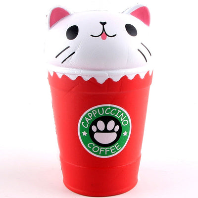 Cappuccino Coffee Cup Cat Squishy - Red
