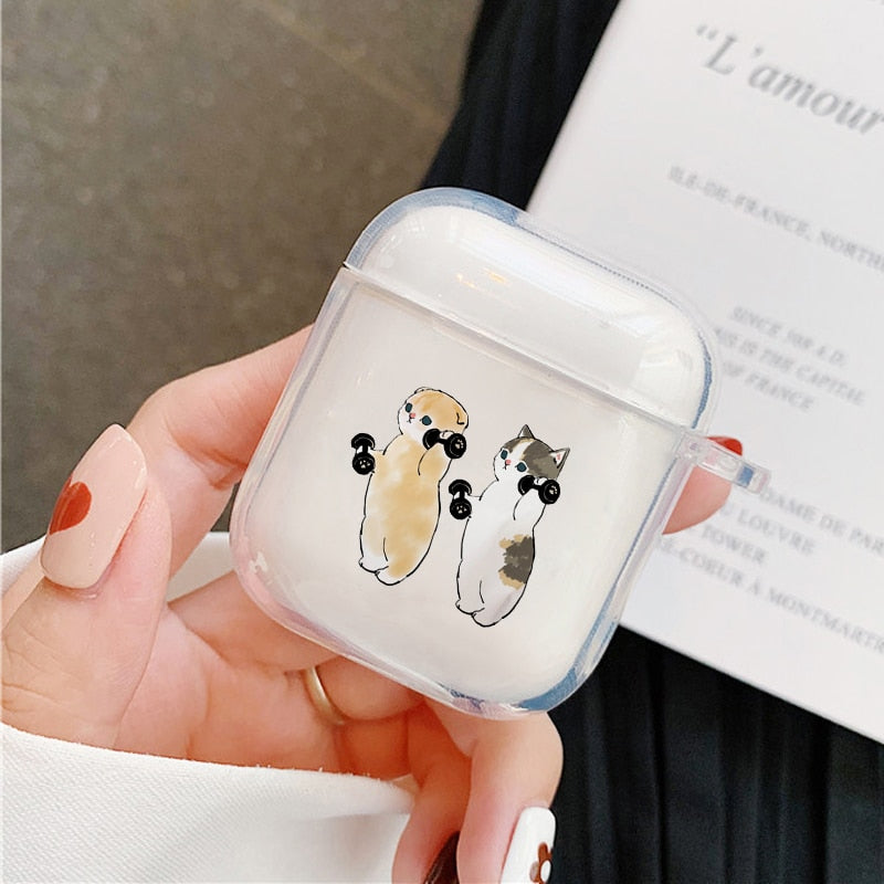 Cartoon Cat Airpod Case - Workout / For Airpods 1or2 - Cat