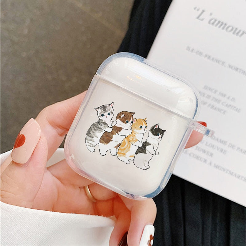 Cartoon Cat Airpod Case - 4 Cats / For Airpods 1or2 - Cat
