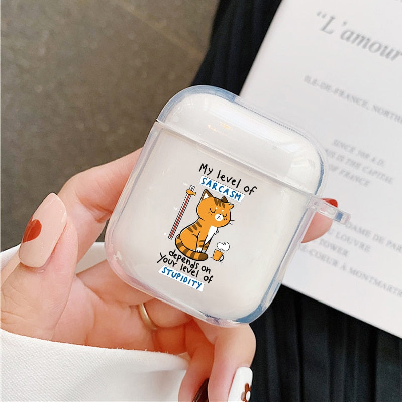 Cartoon Cat Airpod Case - Sarcasm / For Airpods 1or2 - Cat