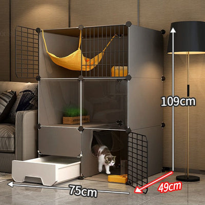 Cat Cage Litter Box - 75X49X109cm