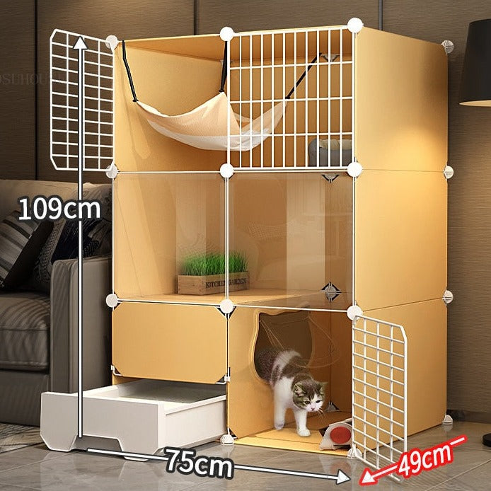 Cat Cage with Litter Box - 75X49X109cm - Cat Cage