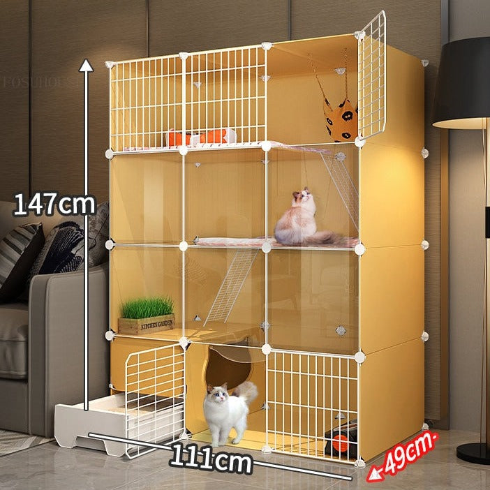 Cat Cage with Litter Box - 111X49X147cm - Cat Cage