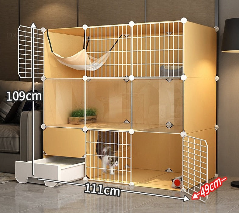Cat Cage with Litter Box - 111X49X109cm - Cat Cage