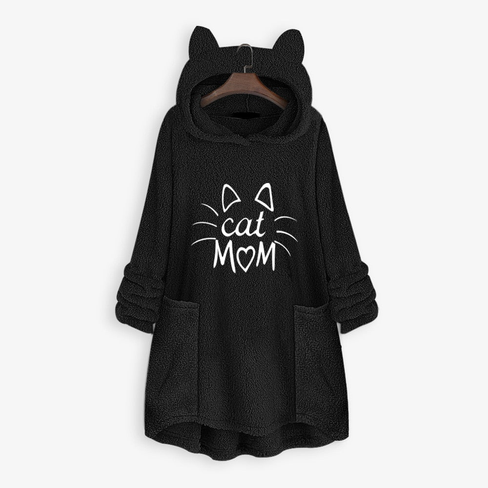 Cat Mom Hoodie - Black / M