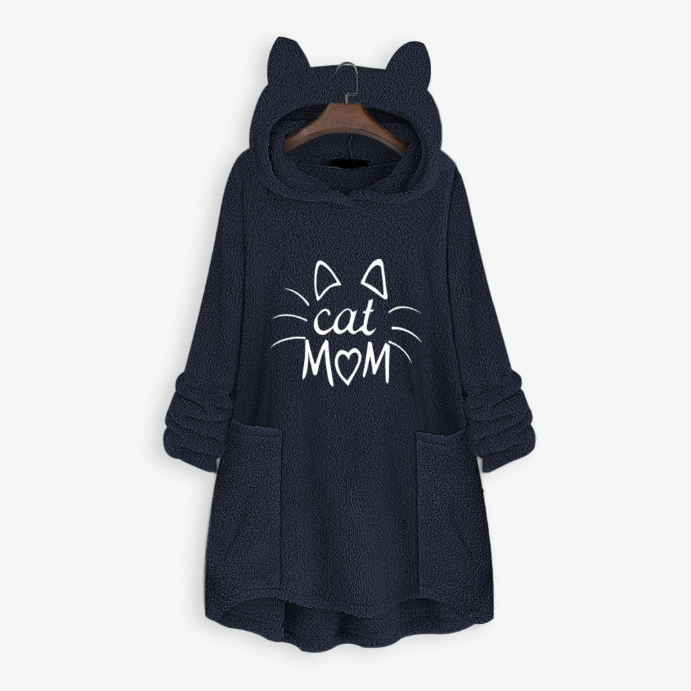 Cat Mom Hoodie - Blue / M