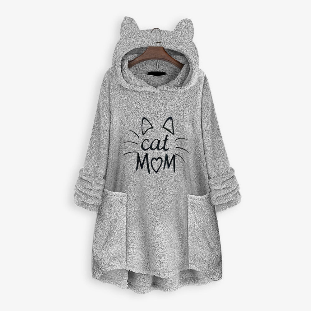 Cat Mom Hoodie - Gray / M