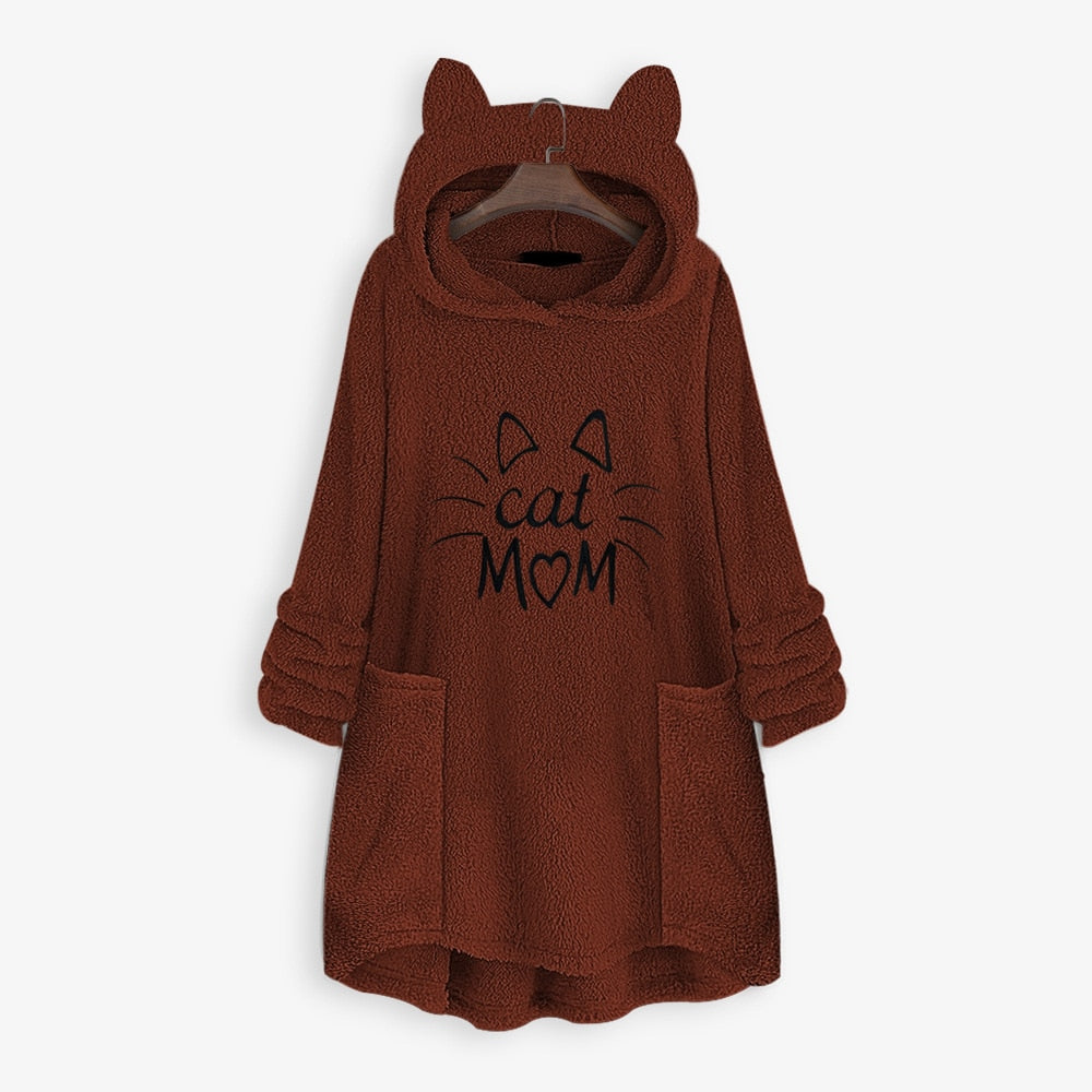 Cat Mom Hoodie - Brown / M