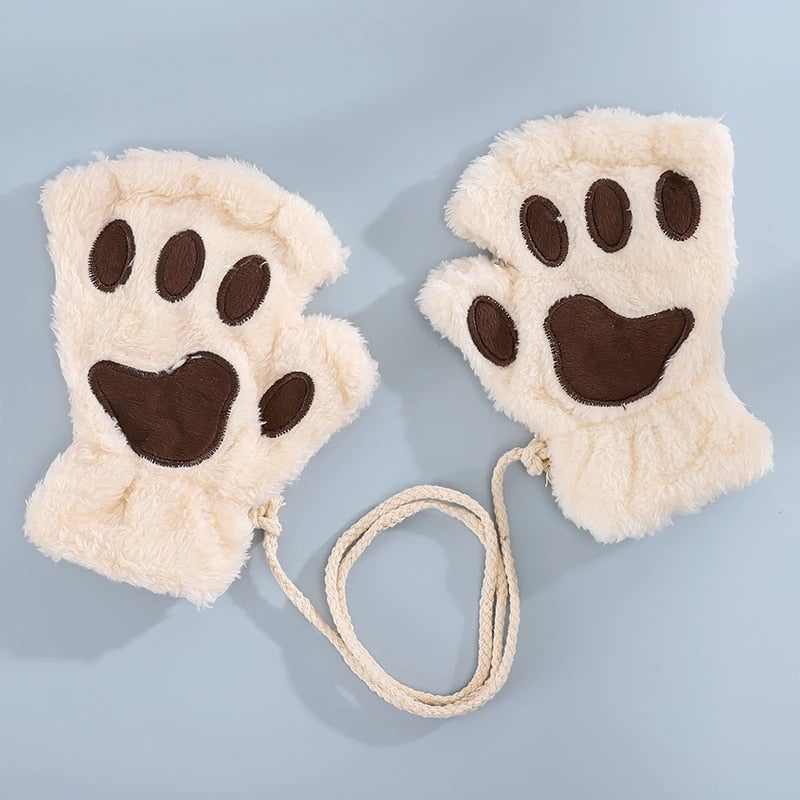 Cat Paw Gloves - Beige / One Size - Cat Gloves