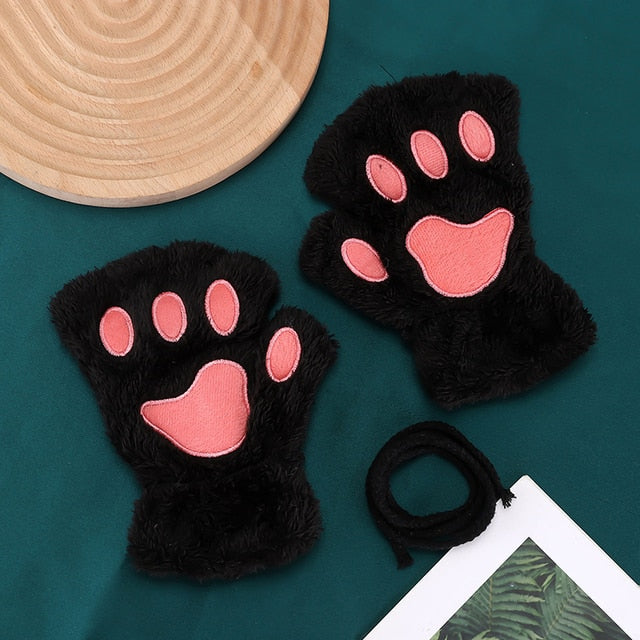 Cat Paw Gloves - Black / One Size - Cat Gloves