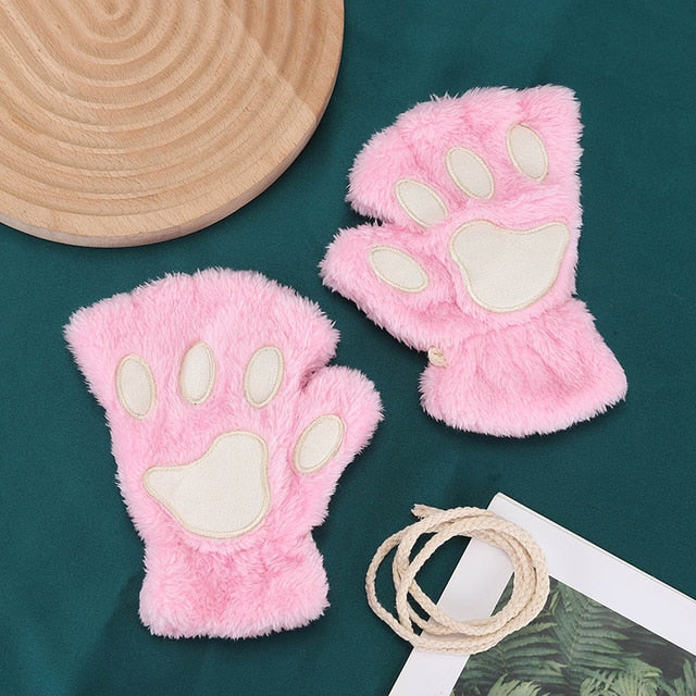 Cat Paw Gloves - Pink / One Size - Cat Gloves