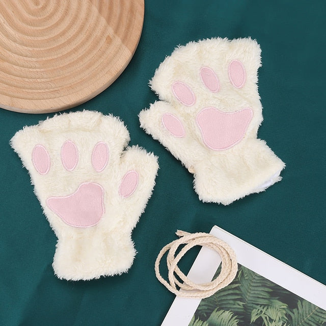 Cat Paw Gloves - White / One Size - Cat Gloves