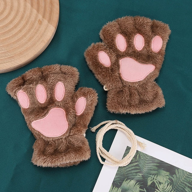 Cat Paw Gloves - Brown / One Size - Cat Gloves
