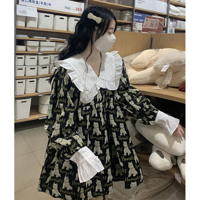 Cat Print Dress - Cat Dress