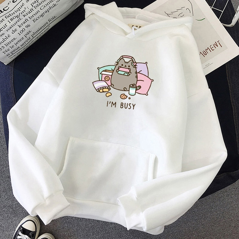 Fat Cat Hoodie - white / XS