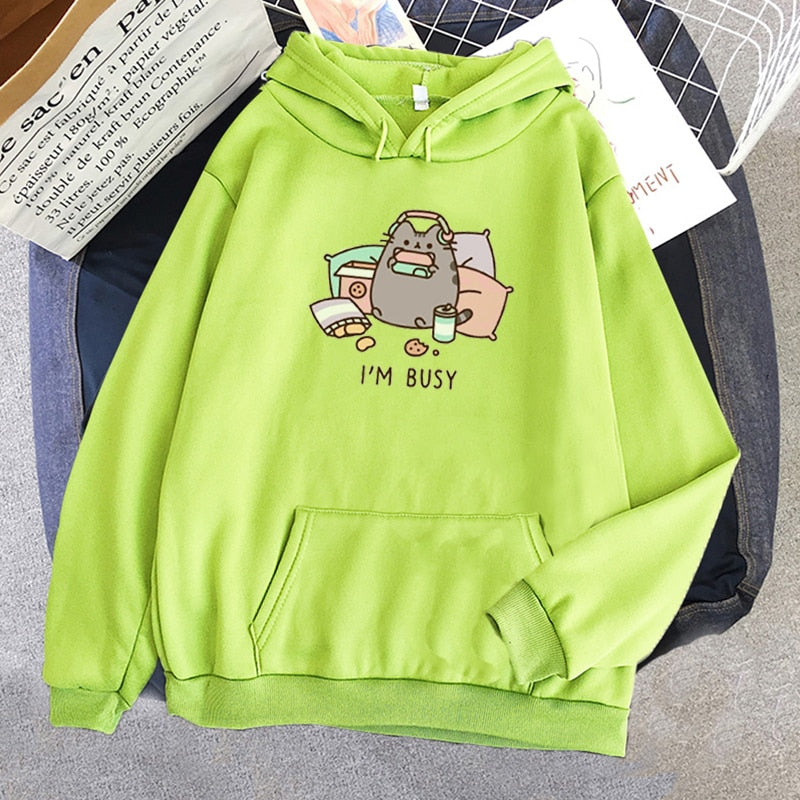 Fat Cat Hoodie - light green / XS