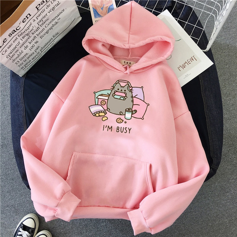 Fat Cat Hoodie - pink / XS