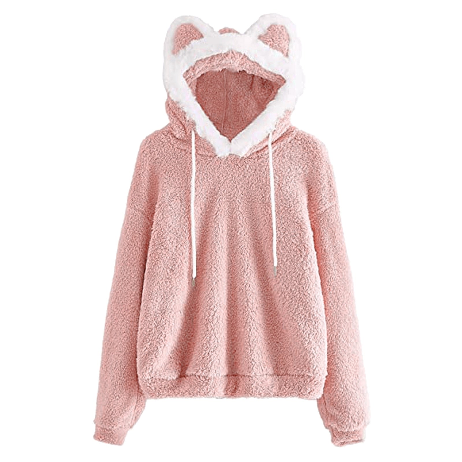 Fluffy Cat Hoodie - PINK / S