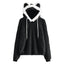 Fluffy Cat Hoodie - BLACK / S