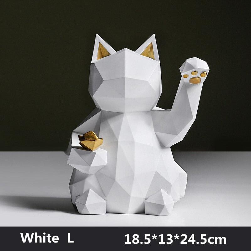 Geometric Maneki Neko - White (Size L)