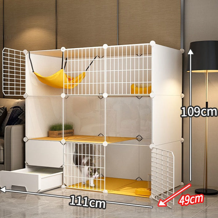 Indoor Cat Cage with Litter Box - 111X49X109cm