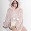 Kawaii Cat Ears Pink Plush Cropped Hoodie