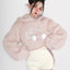 Kawaii Cat Ears Pink Plush Cropped Hoodie