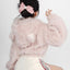 Kawaii Cat Ears Pink Plush Cropped Hoodie