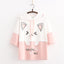 Kawaii Cat hoodie - Pink short sleeve / One Size