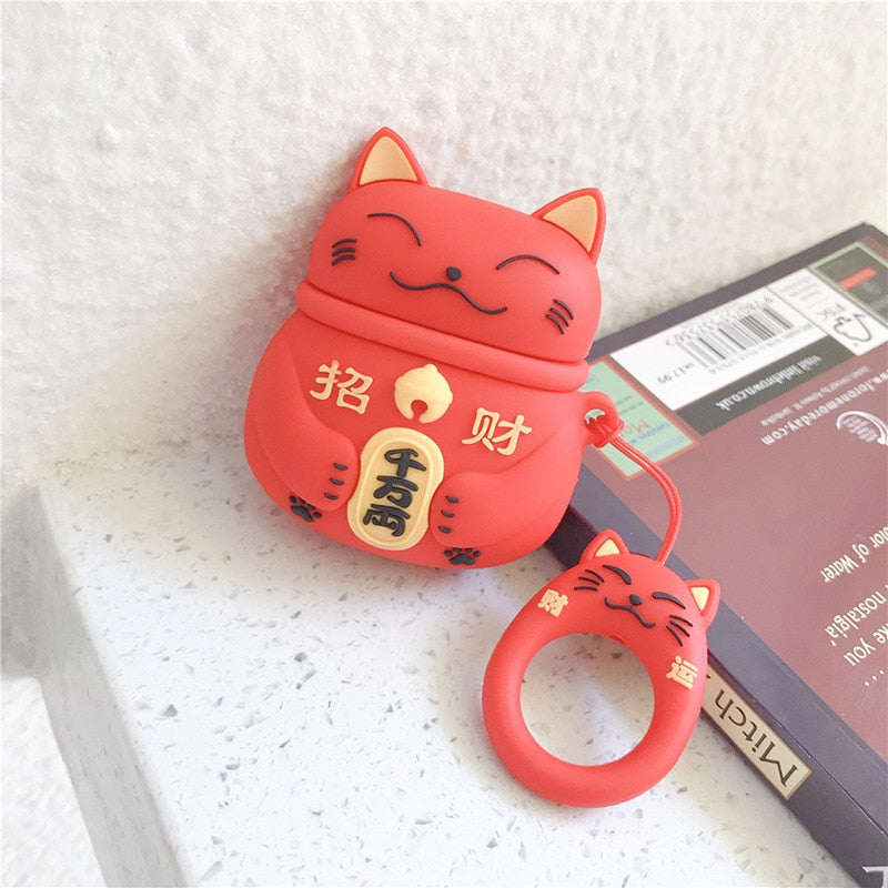 Lucky Cat Airpod Case - Red / for AirPods 1 - Cat airpod
