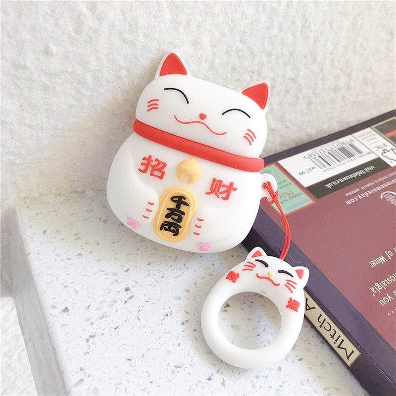 Lucky Cat Airpod Case - White / for AirPods 1 - Cat airpod