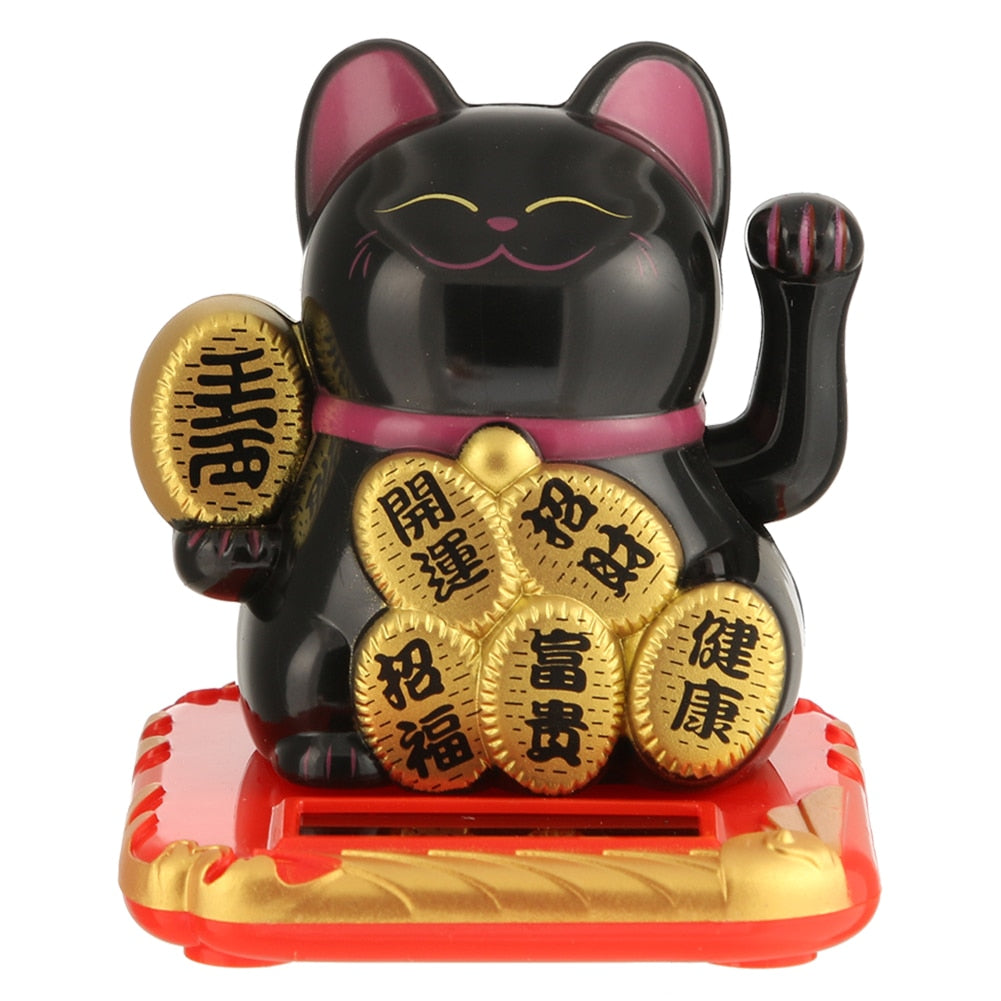Maneki Neko Waving Cat - Black - Maneki Neko Waving Cat