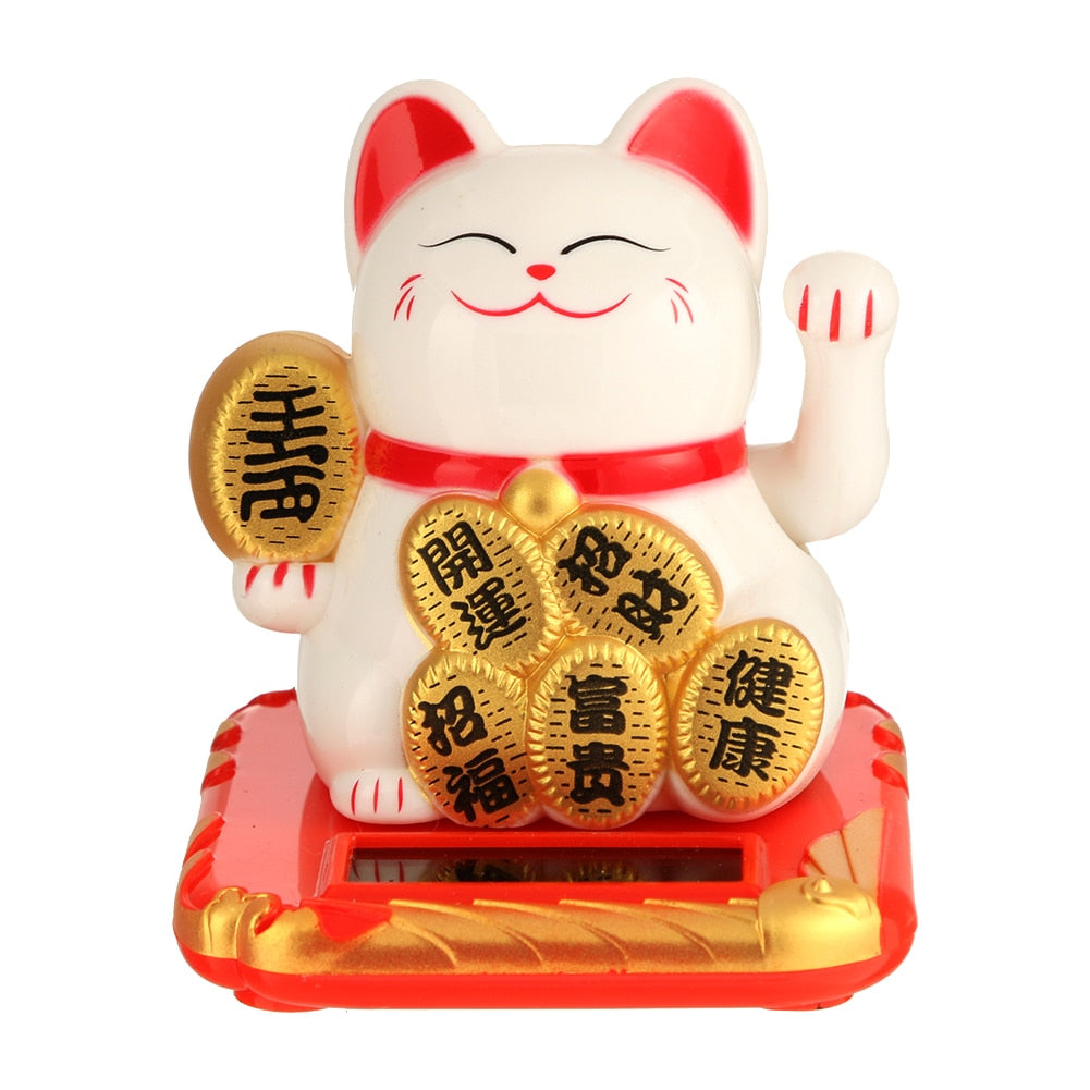  Waving Cat, Maneki Neko, Lucky Fortune Cat, Solar