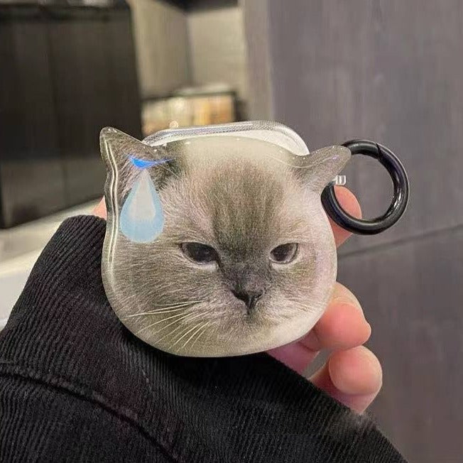 Meme Cat Airpod Case - Grey / for airpods 1 2 - Cat airpod