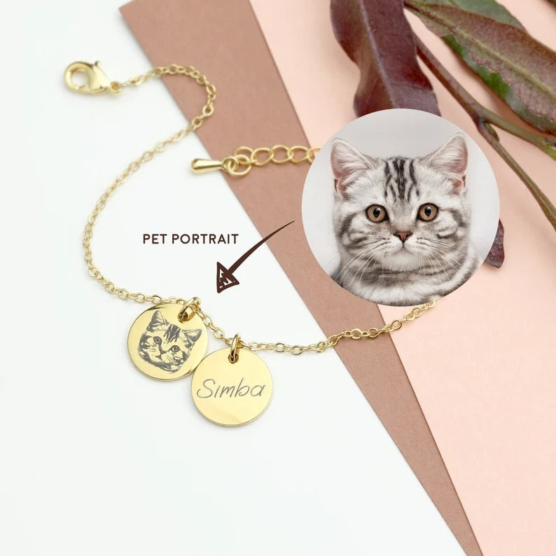 Personalized Cat Bracelet - Silver