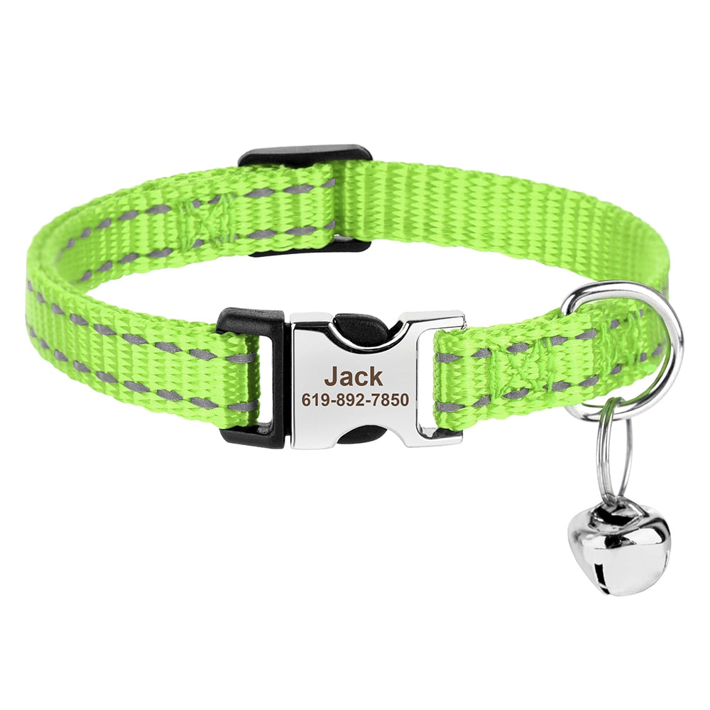 Personalized Cat Collar - GreenYellow / S