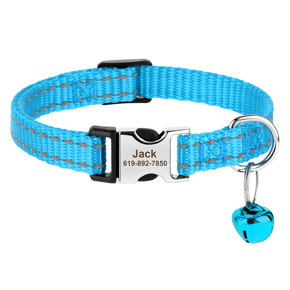 Personalized Cat Collar - Aqua / S