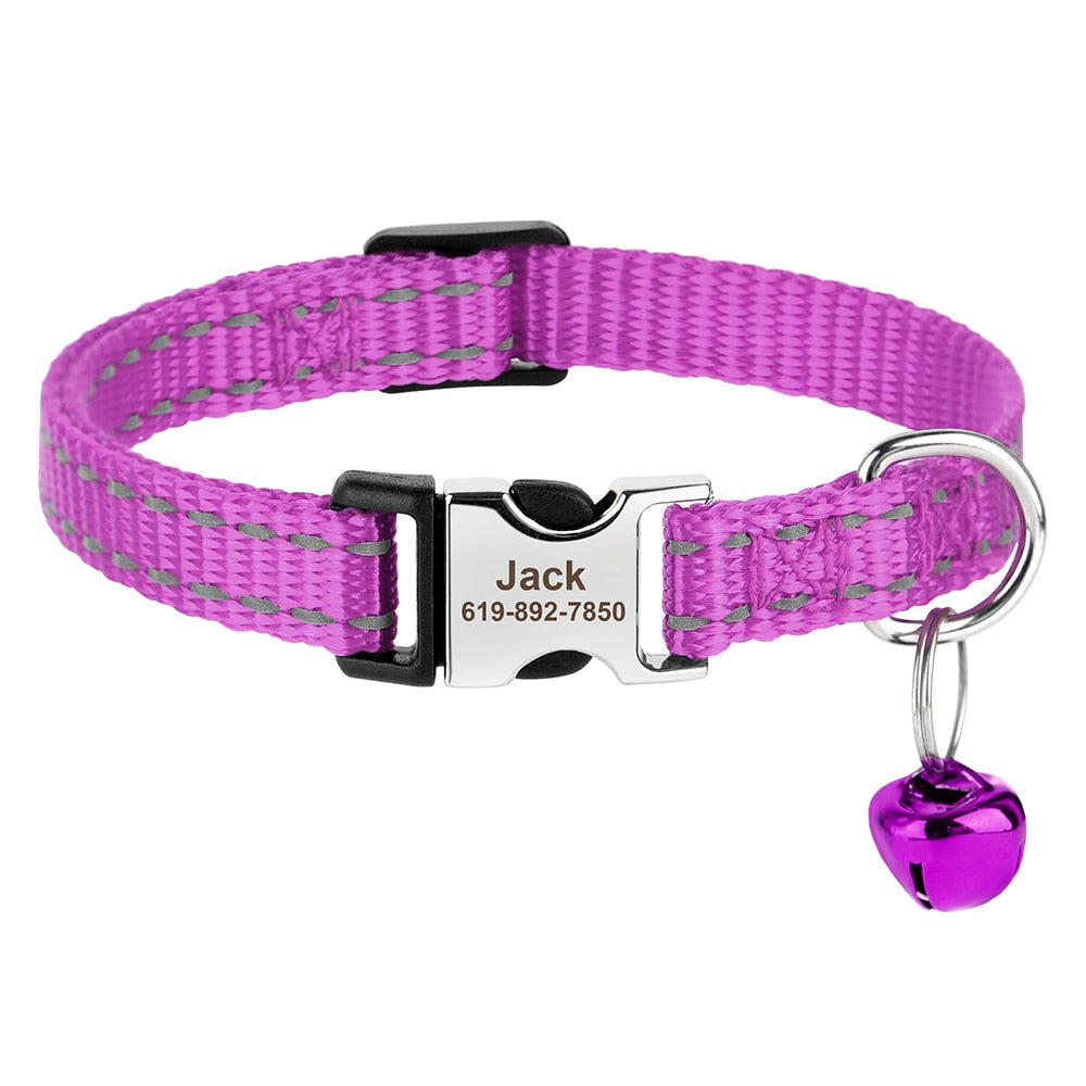 Personalized Cat Collar - Fuchsia / S