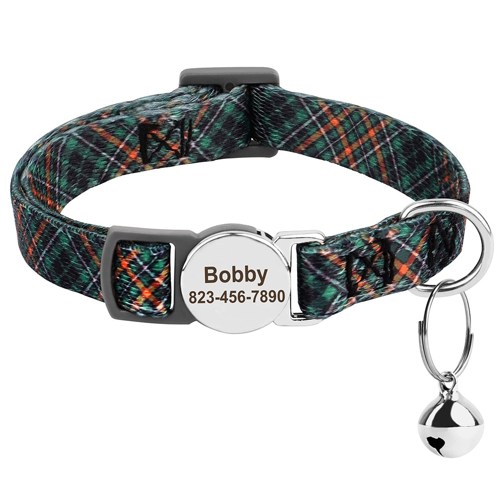 Personalized Cat Collar - DarkGreen / S