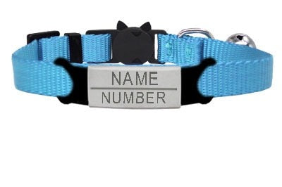 Personalized Cat Collar with Bell - Blue