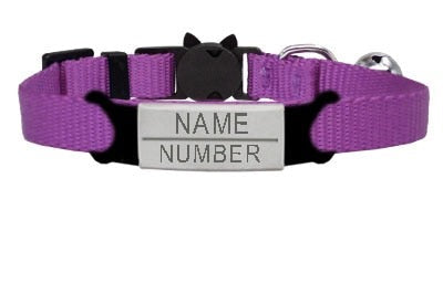 Personalized Cat Collar with Bell - Purple