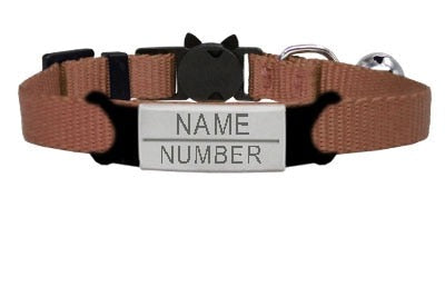 Personalized Cat Collar with Bell - Brown