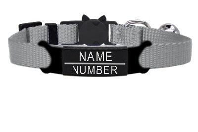 Personalized Cat Collar with Bell - Grey