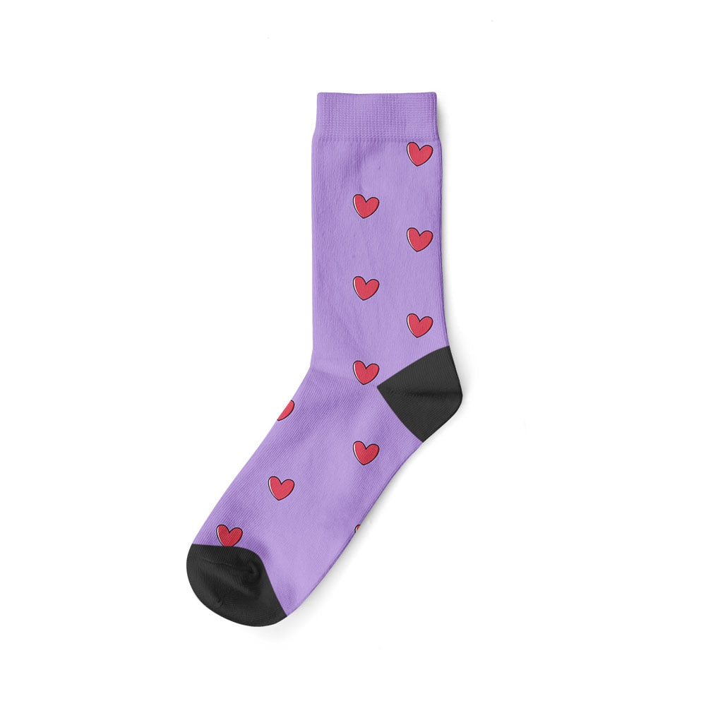 Personalized Cat Socks - Heart-Purple