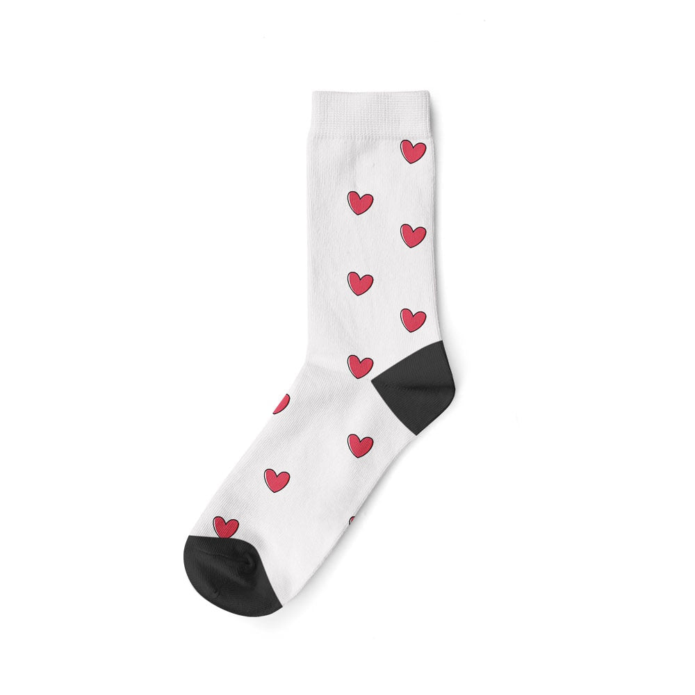 Personalized Cat Socks - Heart-White