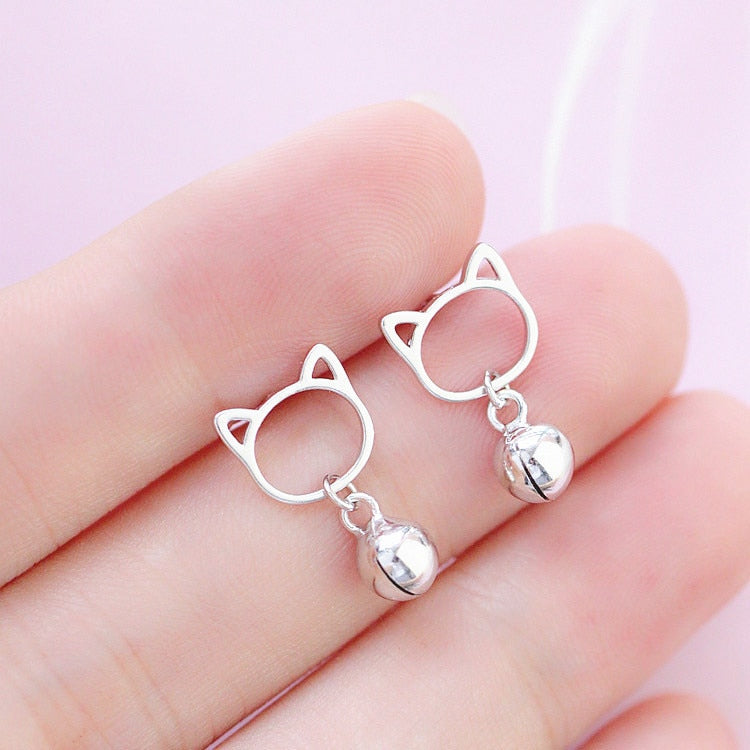 Silver Cat Earrings - Cat earrings